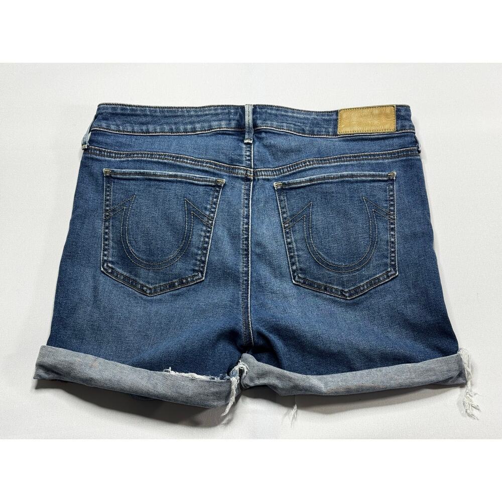True Religion Women’s Jayde Mid Rise Classic Cuffed Denim Shorts - Size 32x3.5 - Picture 2 of 7